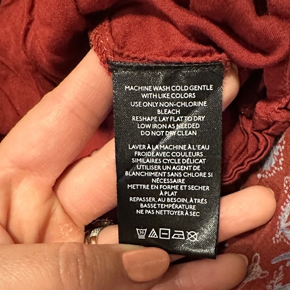 Free People Women's Golden Hour Maxi Dress Wine Combo Maroon Medium Boho Cotton - Picture 14 of 15